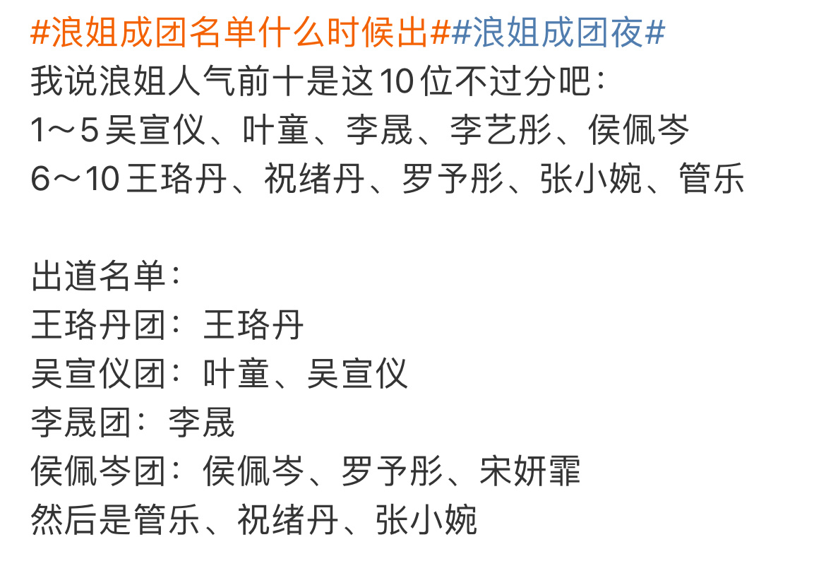 浪姐成团夜惊现排名疑云！叶童逆袭登顶