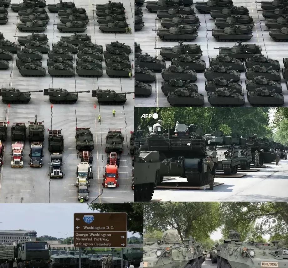 美军阅兵停车歪七扭八